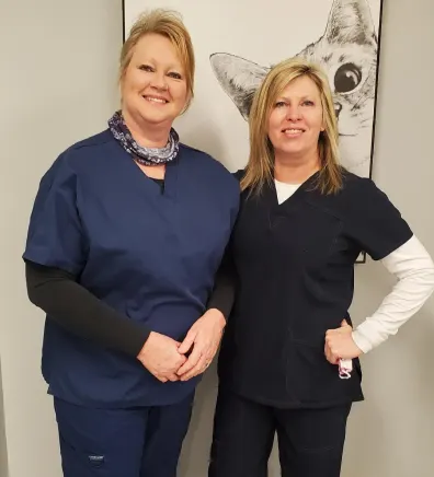 Diane Maddron & Denise Holdway, staff at Appalachian Veterinary Hospital